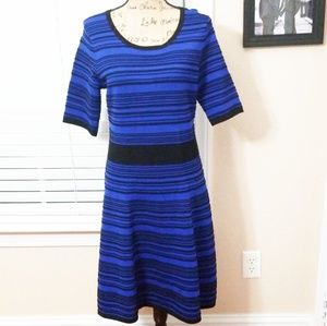 NWOT Just Taylor  Blue fit & flare sweater dress L